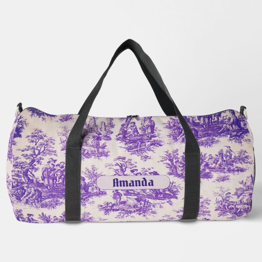  floraal paarse toile de jouy monogram plunjezak (Voorkant)