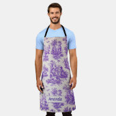  floraal paarse toile de jouy monogram schort (Gedragen)