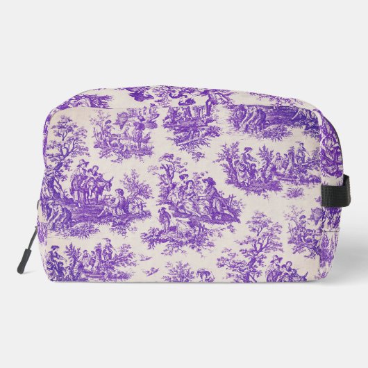  floraal paarse toile de jouy monogram toilettasje (Achterkant)