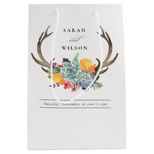 FLORAAL SUCCULENT ANTLER BOHEMIAN ALLURE WEDING MEDIUM CADEAUZAKJE (Voorkant)