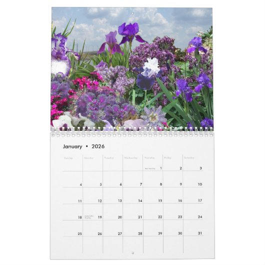 floraalschaduwen van paarse bloemen kalender (Jan 2026)