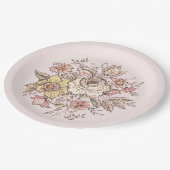 Floraison - assiettes en papier rose (Angle)