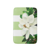 Floraison de Magnolia | Tapis de Bain Rayé Vert et (Devant (Vertical))