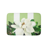 Floraison de Magnolia | Tapis de Bain Rayé Vert et (Devant)