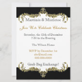 floraison or noir damas Noël Invitations (Dos)