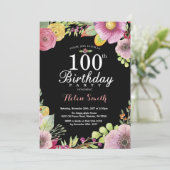 Floral 100e anniversaire Invitation pour femmes (Debout devant)