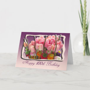 Floral 100ste verjaardag Gefeliciteerd Kaart