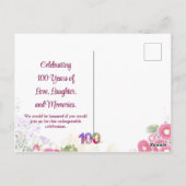 Floral 100ste verjaardag uitnodiging - Elegant 100 (Achterkant)