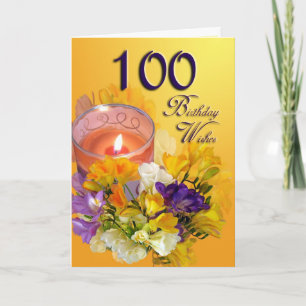 Floral 100th Birthday Wishes Birthday Card Kaart