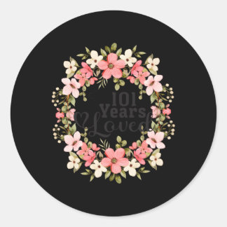 Floral 101st 101 jaar geliefd mam oma ronde sticker