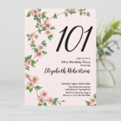 Floral 101st Birthday Invitation in Blush Pink (Debout devant)