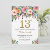 Floral 13e anniversaire Invitation Parties scintil (Debout devant)