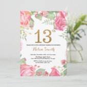 Floral 13e anniversaire Invitation Parties scintil (Debout devant)
