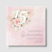 Floral 15 Anniversaire Fête Argent Script (Recto)