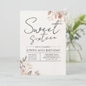 Floral 16e Verjaardagsfeest Kaart (Staand voorkant)