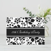 Floral 17th Birthday Party Kaart (Staand voorkant)