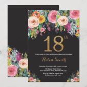 Floral 18e anniversaire Invitation Parties scintil (Devant / Derrière)