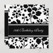 Floral 18e verjaardag kaart (Voorkant / Achterkant)