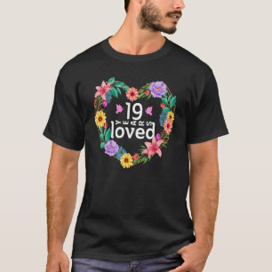 Floral 19 jaar oud bruiloft Jubileum T-shirt