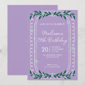 Floral 19th Birthday Invitation Lilac Coquette (Devant / Derrière)