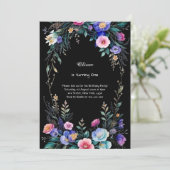 Floral 1e verjaardag Uitnodiging (Staand voorkant)