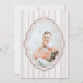 Floral 1st Birthday Bow Photo Invitation (Dos)
