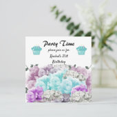 Floral 21e anniversaire fêté Invitation (Debout devant)