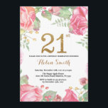 Floral 21e anniversaire Invitation Parties scintil<br><div class="desc">Invitation Florale 21e Anniversaire pour les femmes. Aquarelle Fleurie Botanique. Parties scintillant or. Pies Roses Fleurs Florales. Anniversaire adulte. Pour plus de personnalisation,  cliquez sur le bouton "Customiser" et utilisez notre outil de conception pour modifier ce modèle.</div>