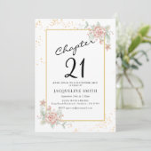 Floral 21ste uitnodiging van de verjaardag (Staand voorkant)