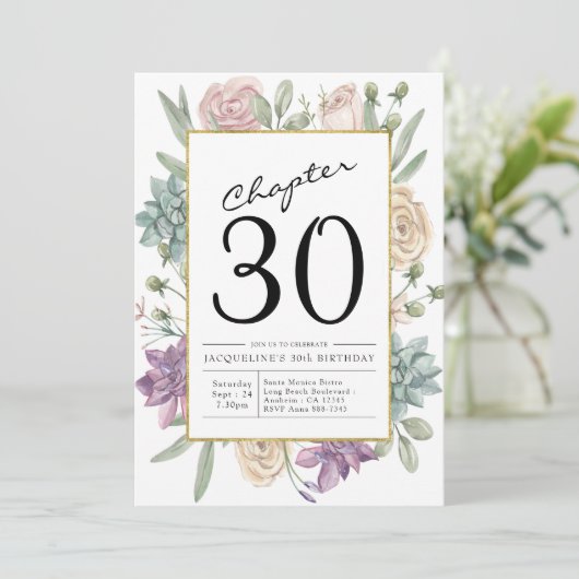 Floral 30e anniversaire Invitation (Debout devant)
