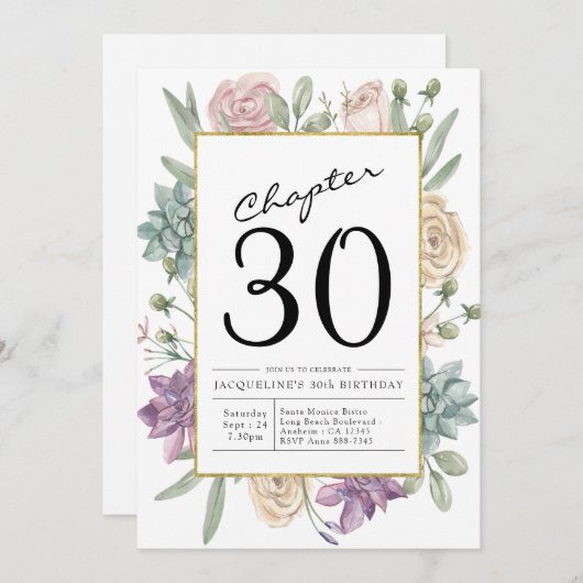 Floral 30e anniversaire Invitation (Devant / Derrière)