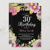 Floral 30e anniversaire Invitation pour les femmes (Devant / Derrière)