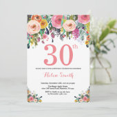 Floral 30e anniversaire Invitation rose (Debout devant)