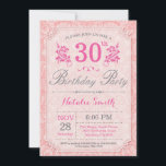 Floral 30e anniversaire Invitation rose pour les f<br><div class="desc">Invitation Florale 30e Anniversaire. Patten Fleur Rose. Femmes,  Dame,  Fille Anniversaire. 13ème 15ème 16ème 18ème 20ème 21ème 30ème 40ème 50ème 60ème 70ème 80ème 90ème 100ème,  n'importe quel âge. Pour plus de personnalisation,  cliquez sur le bouton "Customiser" et utilisez notre outil de conception pour modifier ce modèle.</div>