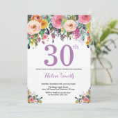 Floral 30e anniversaire Invitation violet (Debout devant)