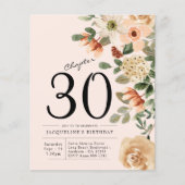 Floral 30th Birthday Budget Invitation Flyer (Voorkant)