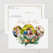 Floral 3-foto Gold Prettige feestdagen script (Voorkant / Achterkant)