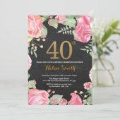 Floral 40e anniversaire Invitation Parties scintil (Debout devant)