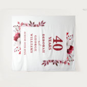Floral 40e Jubileum Photo Booth Achtergrond Wandkleed (Voorkant (horizontaal))