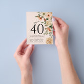 Floral 40th Birthday Budget Invitation Flyer (Hand)
