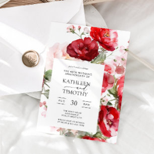 Floral 40th Wedding Jubileum Kaart