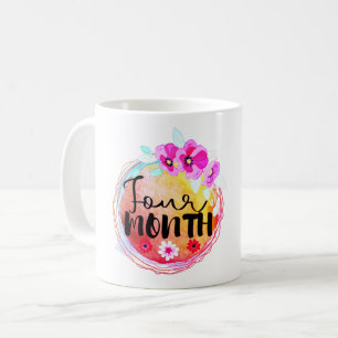 Floral 4 maanden oud Baby-steenetiket Koffiemok