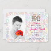 Floral 50 en Fabulous 50th Birthday Celebration Kaart (Voorkant)