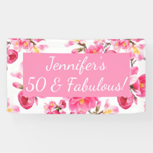 Floral 50 en Fabulous 50th Birthday Spandoek