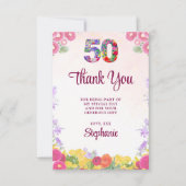 Floral 50e anniversaire carte de remerciements 50  (Devant)