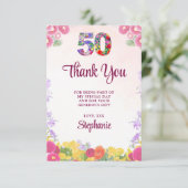 Floral 50e anniversaire carte de remerciements 50  (Debout devant)