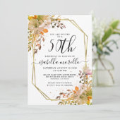 Floral 50e anniversaire Gold Invitation (Debout devant)