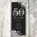 Floral 50th Birthday Programme Argent Noir avec me<br><div class="desc">Design élégant "Programme de fête d'anniversaire" avec arrangement floral en argent avec texte personnalisé.</div>