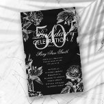 Floral 50th Birthday Programme Silver Black Menu<br><div class="desc">Design élégant "Programme de fête d'anniversaire" avec arrangement floral en argent avec texte personnalisé.</div>