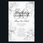 Floral 50th Birthday Programme Silver Menu<br><div class="desc">Design élégant "Programme de fête d'anniversaire" avec arrangement floral en argent avec texte personnalisé.</div>
